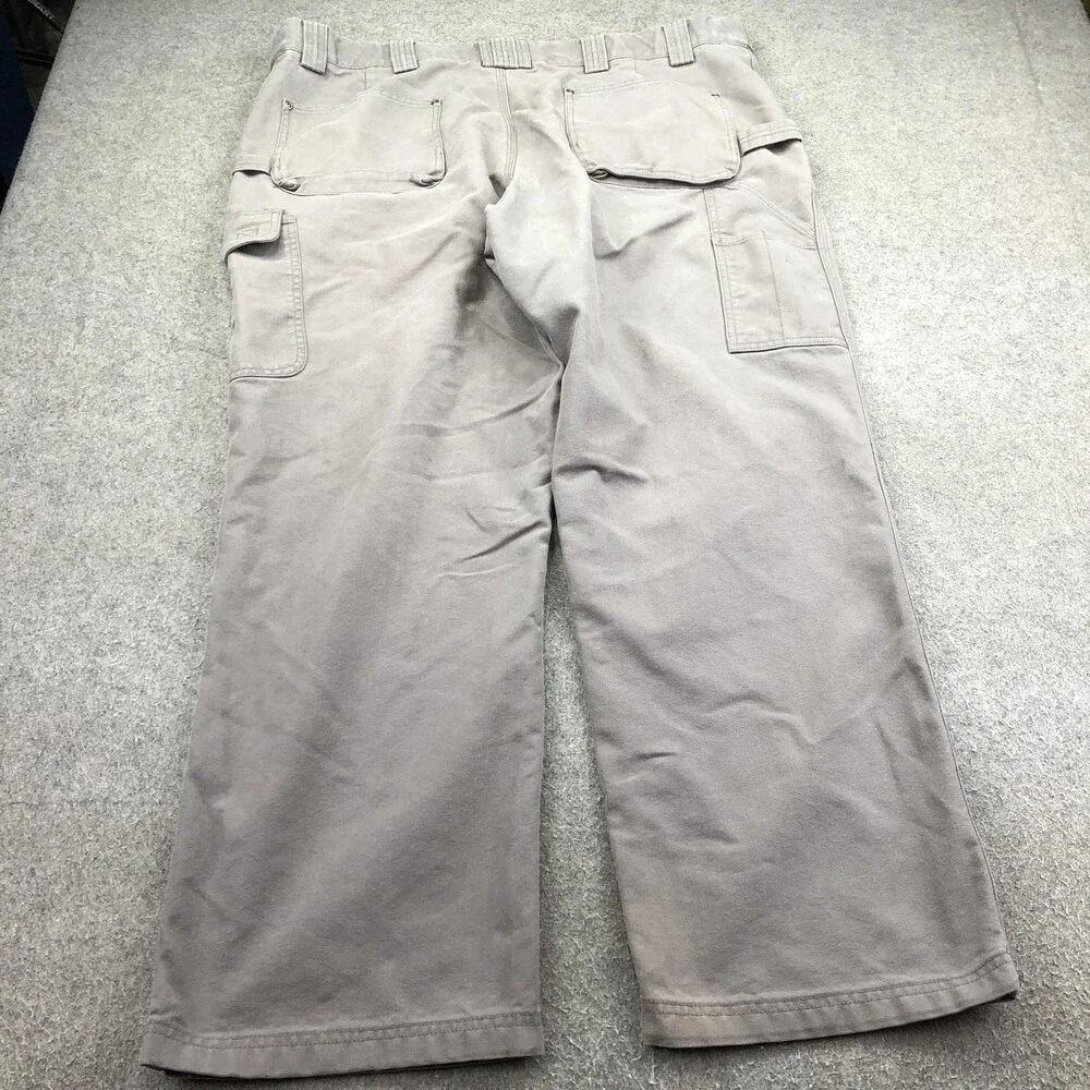Duluth Trading Co Pants Mens 44x32 Gray Canvas Cargo Relaxed Straight Workwear